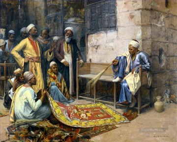 Alphons Leopold Mielich Painting - Der Teppichverkaufer Carpet Seller Alphons Leopold Mielich Orientalist scenes